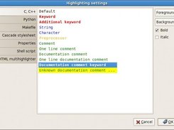 Syntax highlighting preferences dialog