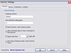 OutCALL Settings - General