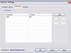 OutCALL Settings - Extensions