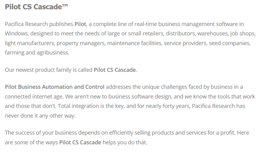 Pilot CS Cascade Screenshot 1