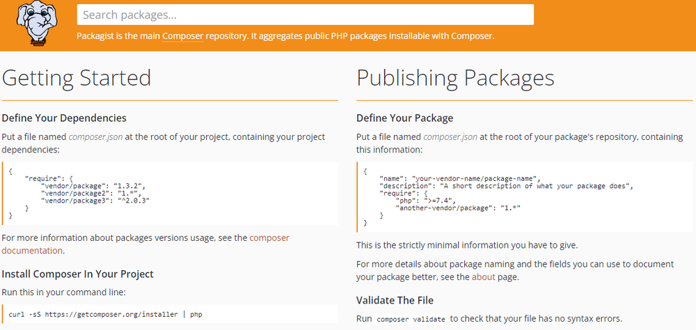 Packagist Screenshot 1