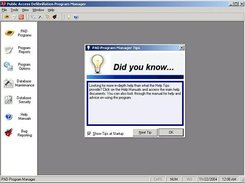 Main program screen with 'Tip of the Day' screen displayed