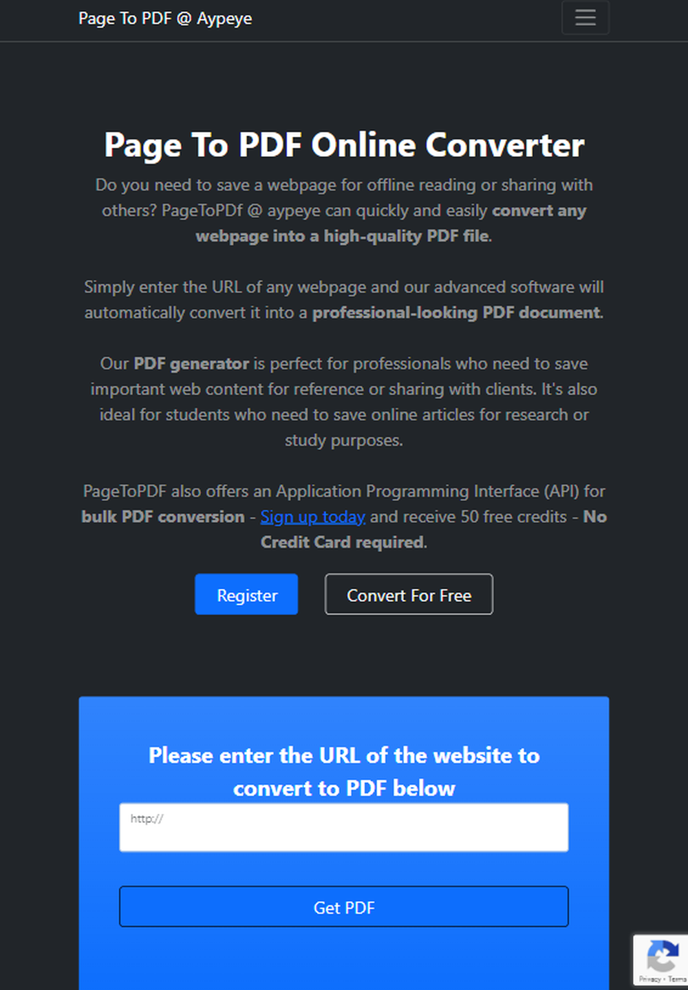 PageToPDF HomePage