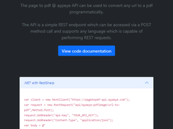 PageToPDF API Call