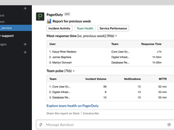 Keep a pulse on team productivity via the Team Health Dashboard (shown in the Slack integration)