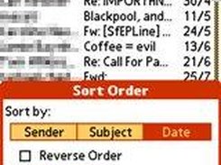 Emails can be sorted by subject, sender or date