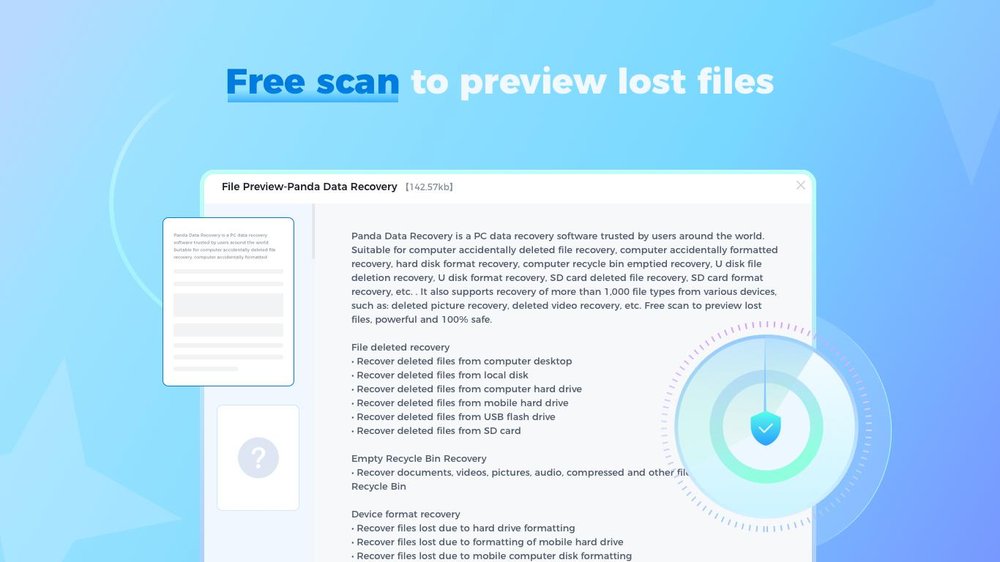 Free scan to preview lost files