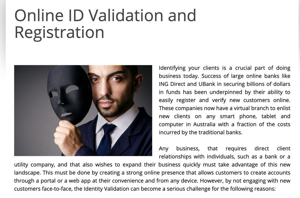Paradigm Online ID Validation Screenshot 1