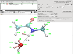 Creation of complexes with water molecule