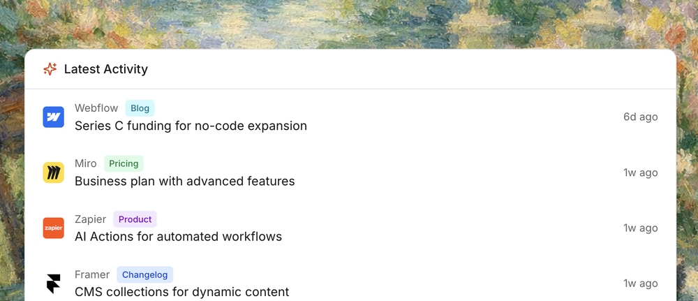 Track every competitor move