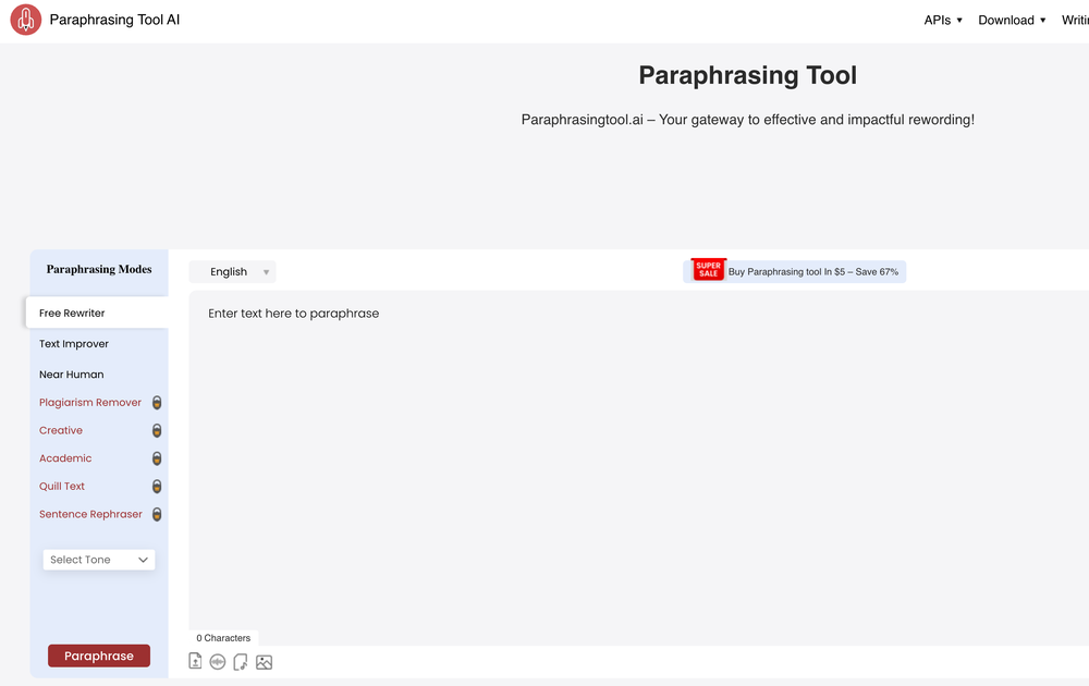 Paraphrasing Tool AI Screenshot 1