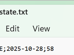State; current date; minutes remaining