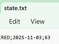 State; current date; minutes remaining