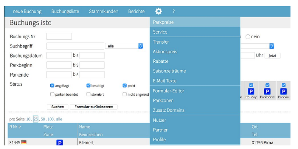 Parkplatz Software PARKmax Screenshot 1