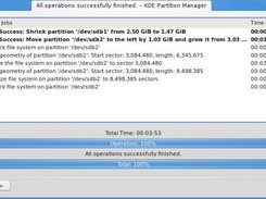 KDE Partition Manager 1.0.1: Operations have been applied