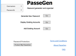 Main page with context menu for easy access to account information.