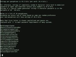 A sample run of passphrase-generator