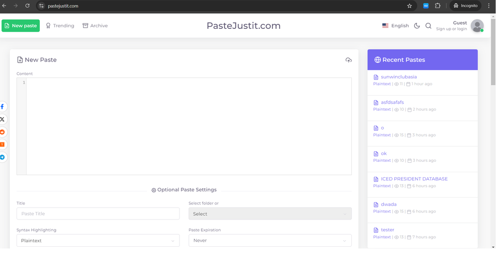 PasteJustit.com Screenshot 1