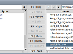 Left: MIDI devices and ports, right: filesystem