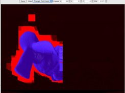 Stanford bunny with misses colored % of red for # tri tests