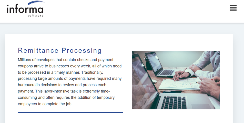 Informa Remittance Processing Screenshot 1