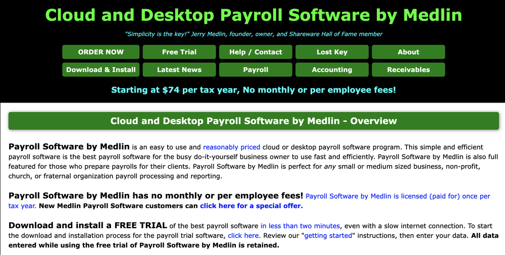 Medlin Payroll Software Screenshot 1