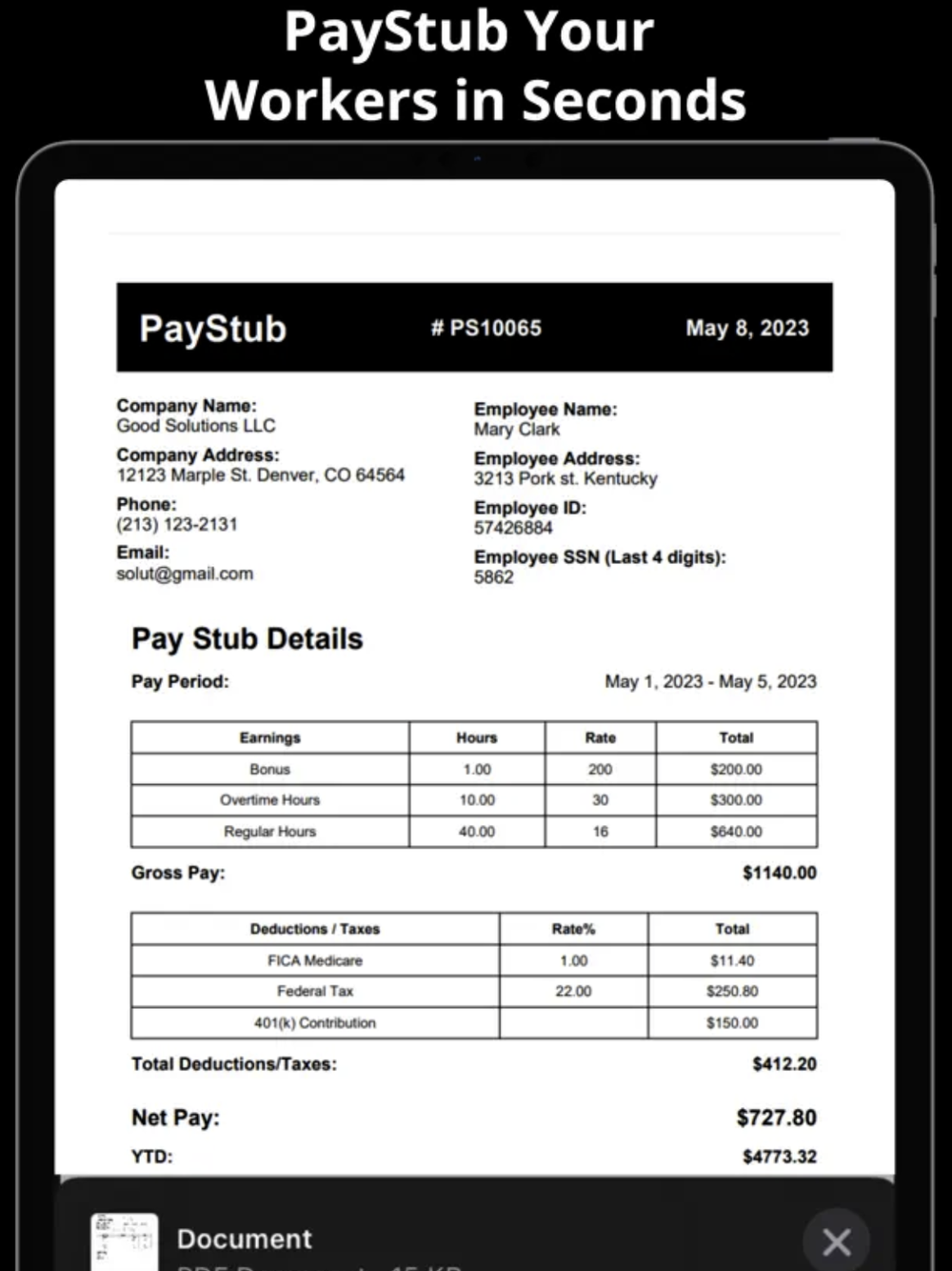 PaySlip Maker Screenshot 1