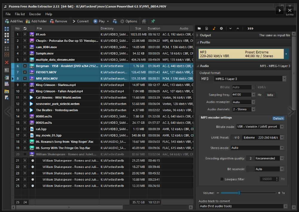 Pazera Free Audio Extractor Screenshot 1