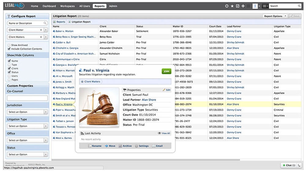 PBworks Legal Hub Screenshot 1