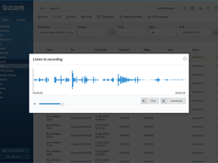 Call Recordings: PBXware interface has integrated a call recordings player, allowing users to listen to PBX call recordings directly from their browser and navigate through the recording with a simple click of a mouse.