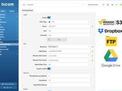 Archiving storage feature can be used to keep your recordings, voicemails, and FAXes in a remote location. You can choose between three options for archiving storage: Amazon S3, Google Drive, FTP server, or Dropbox.