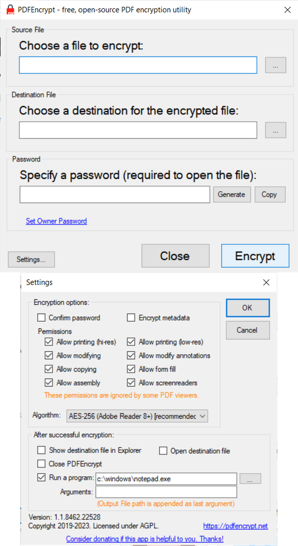 PDFEncrypt Screenshot 1