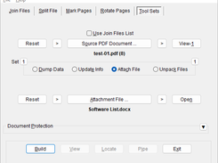'Tool Sets' Tab - Set 1 of 4  with Attach File (to Source PDF Document) Selected