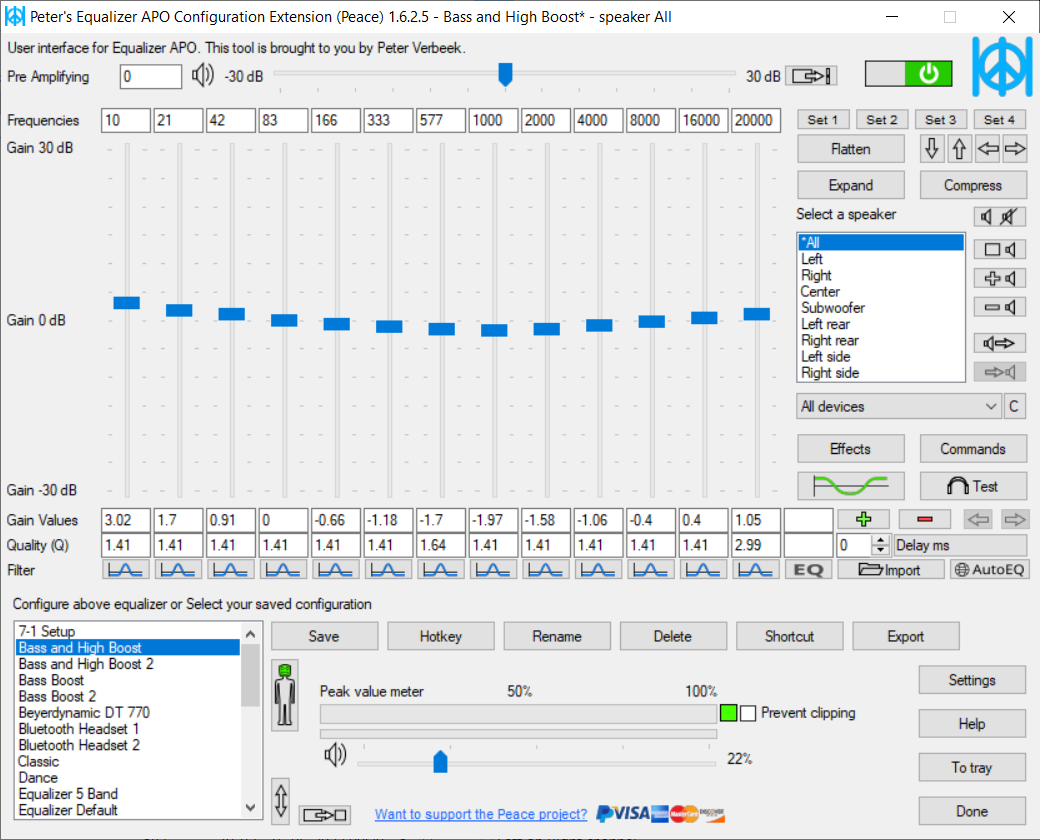 Peace Equalizer, interface Equalizer APO download | SourceForge.net