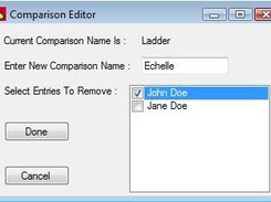 Window in which users can modify the current comparison