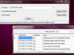 PeDALS Email Extractor Main and Extraction Log Screens