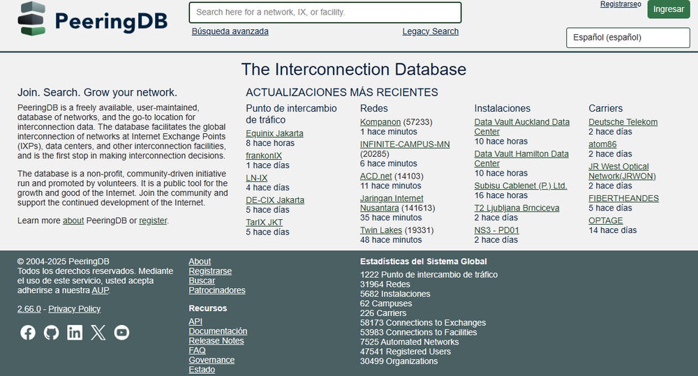 PeeringDB Screenshot 1