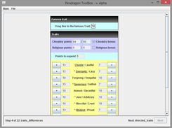 Character generation traits screen