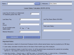 Leave salary calculator interface