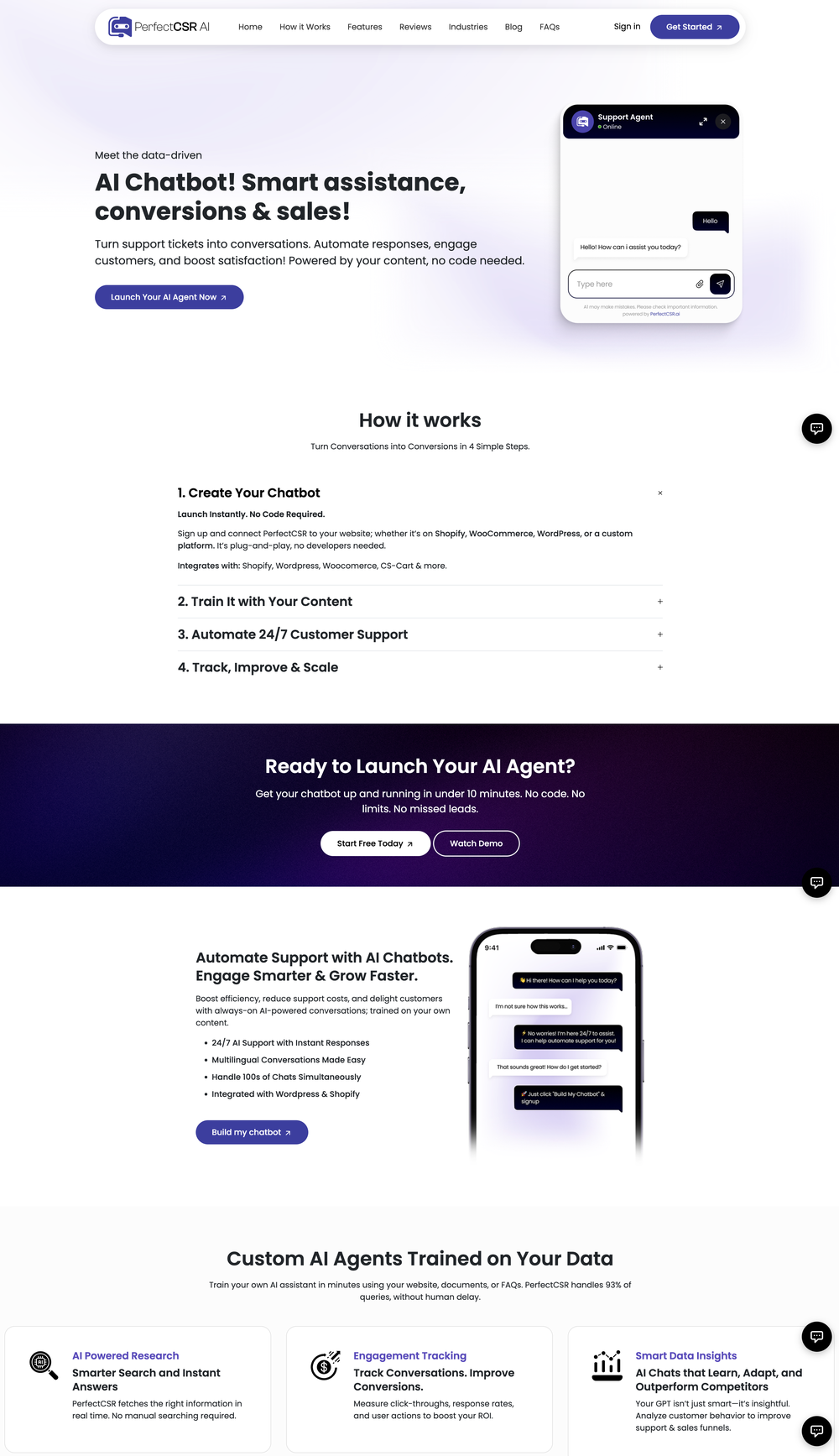 PerfectCSR AI Chatbot for websites