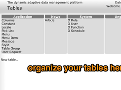 Table manager page - can add tables here, edit Table Groups to change organization of tables