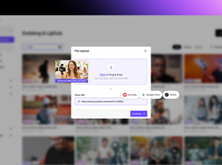 Upload videos directly or import from YouTube, Google Drive, and TikTok. Supports mp4, mov, webm, mp3, wav up to 2GB.