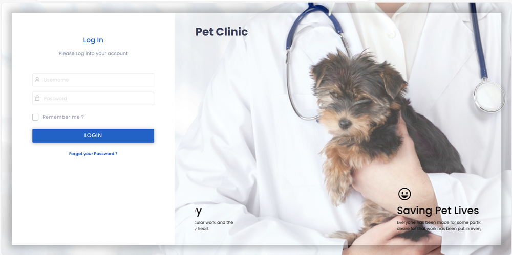 PetAladdin Veterinary Practice Management Software login page