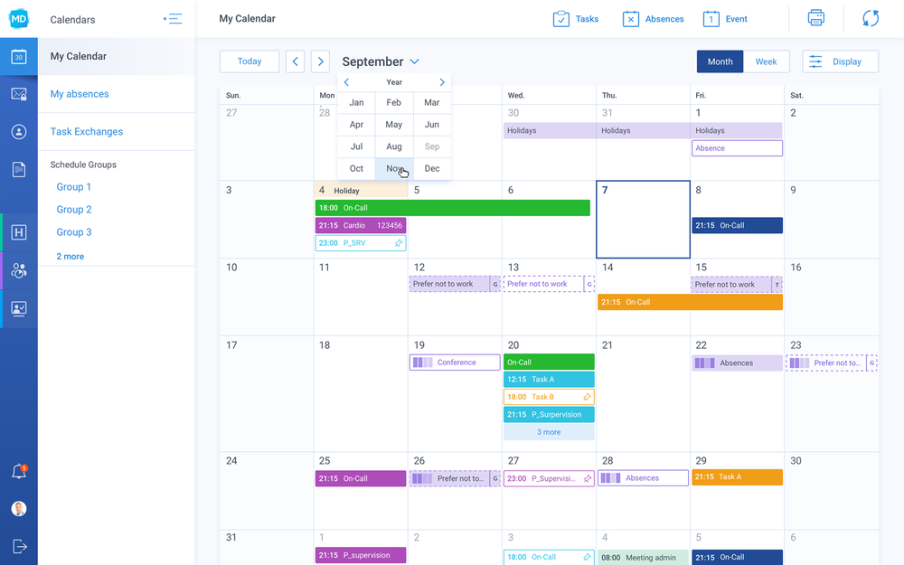 Petal Scheduling monthly calendar view