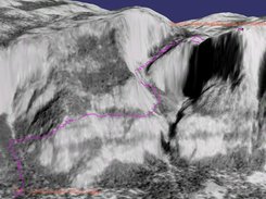 Yosemite Falls. USGS DOQ and NED.