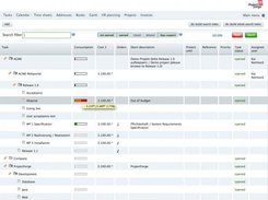 Task tree with an example project and consumption bars.