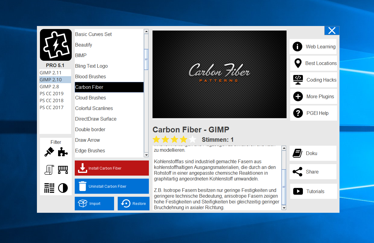 photoshop gimp extensions installer