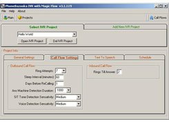 IVR with Magic Flow Projects Screen