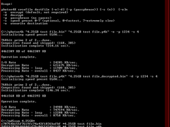 Photon4K - 32768 bit Encryption DEVELOPMENT command-line utility Screenshot and encryption/decryption example