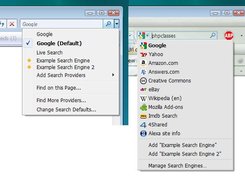 Browser Search Box demo screenshot with IE7,Firefox